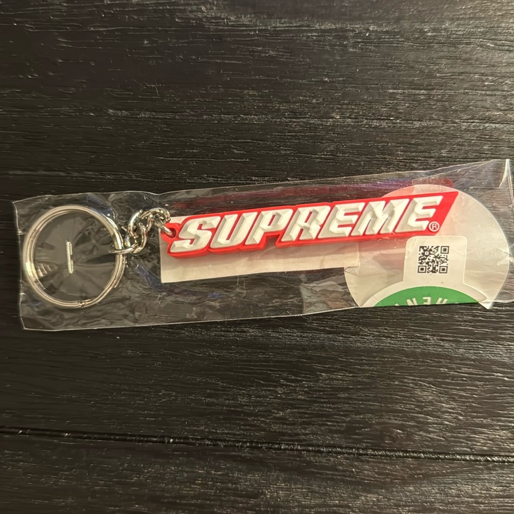 Supreme red beveled keychain
